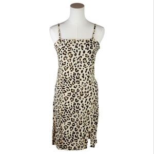 Rare Editions Leopard Print Slip Dress Size 14 Rayon Lined Animal Y2K Glam